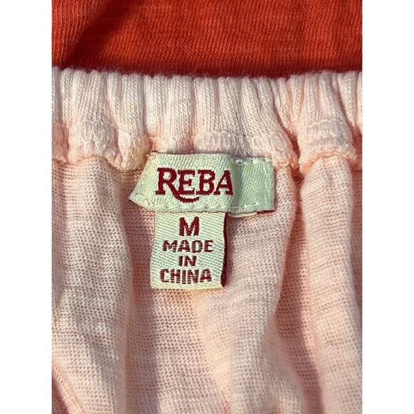 Reba Ombre Rhinestone Off Shoulder Peasant Top Coral White Silver Glitter M NWT - Picture 6 of 6